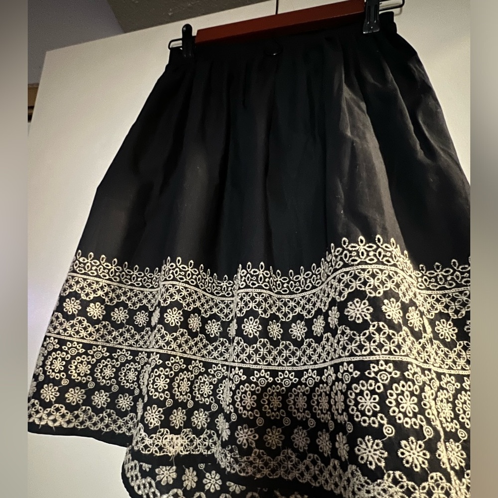 Michael Kors Black Skirt with Cream Embroidery
